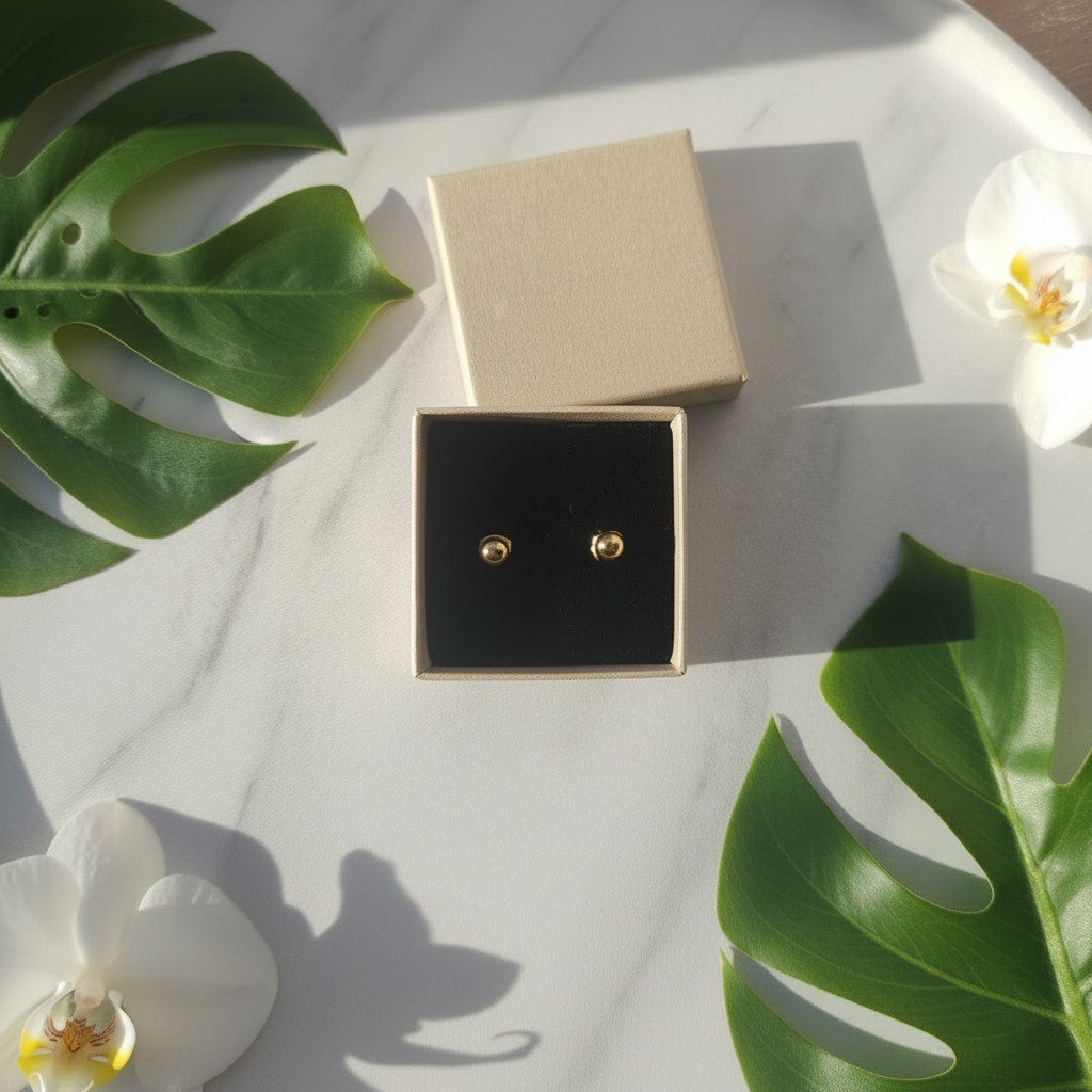 Gold Ball Stud Earrings